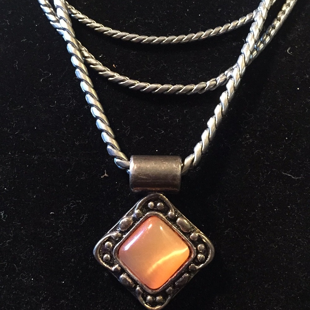 Vintage Orange Cat Eye 3-strand Necklace